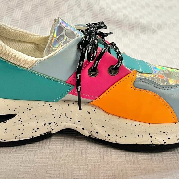 Size 8 M Women's Blue/Orange/Green/Pink Unbranded Gym Shoes - Picture 4 of 10
